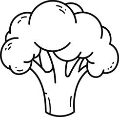 Broccoli Vegetable Healthy Green Natural Sketch Line Art Black and White

