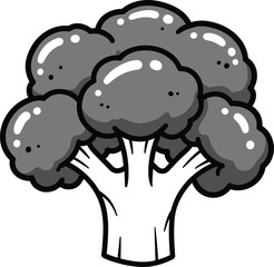 Broccoli Black and White Shaded Textured Detailed Realistic Digital Art

