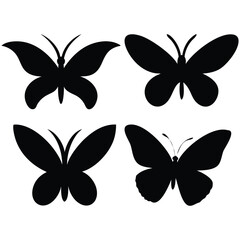 Fototapeta premium A black vector set of butterfly silhouettes offers a beautiful insect illustration for nature-inspired design and decoration