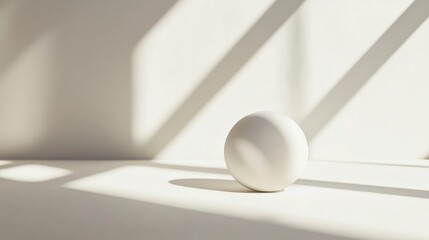 Single white sphere in sunlit room.