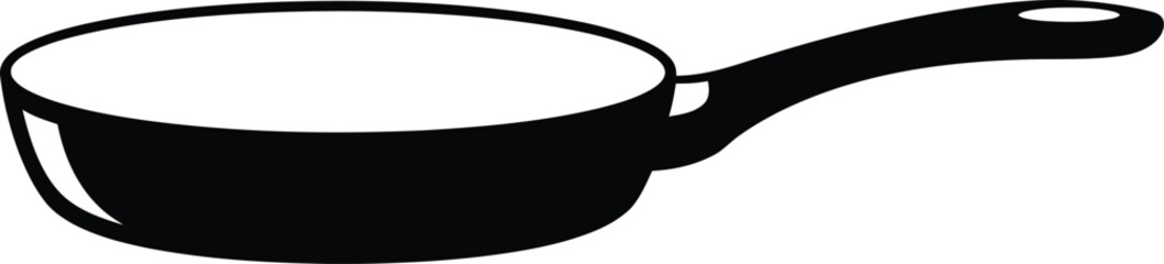 Frying Pan Cast Iron Skillet Kitchen Cookware Black and White Line Art Minimalist Illustration

