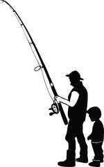 Naklejka premium fisherman with fishing rod
