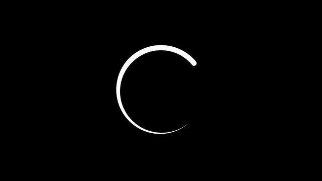 Loading sign spinning animation on black background
