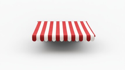 A red and white striped canopy suitable for various establishments like shops, cafes, and markets, also functions as a sunshade for restaurants, circuses, and marquees, displayed in a modern style on