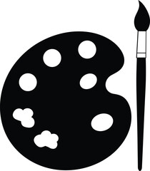 Artist Palette with Paintbrush Silhouette Icon


