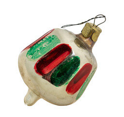 Vintage old Christmas toys on transparent background. Vintage stylized multi-colored lantern.