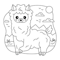 Hand drawn coloring book illustration	
