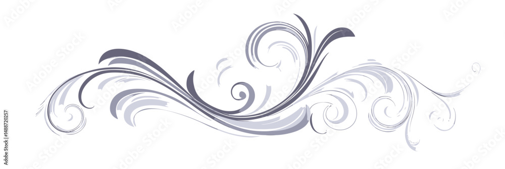 Aufkleber abstract elegant gray ornamental swirl decorative vector design with flowing curls and intricate flo