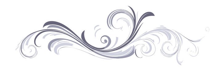 Fototapeta premium Abstract elegant gray ornamental swirl decorative vector design with flowing curls and intricate floral-inspired shapes for minimalist decorative use in invitations and branding