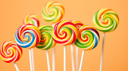 Colorful Lollipops on Sticks in Bright Colors