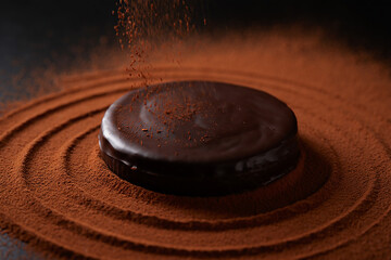 Dark Chocolate Cake Dessert with Cocoa Powder