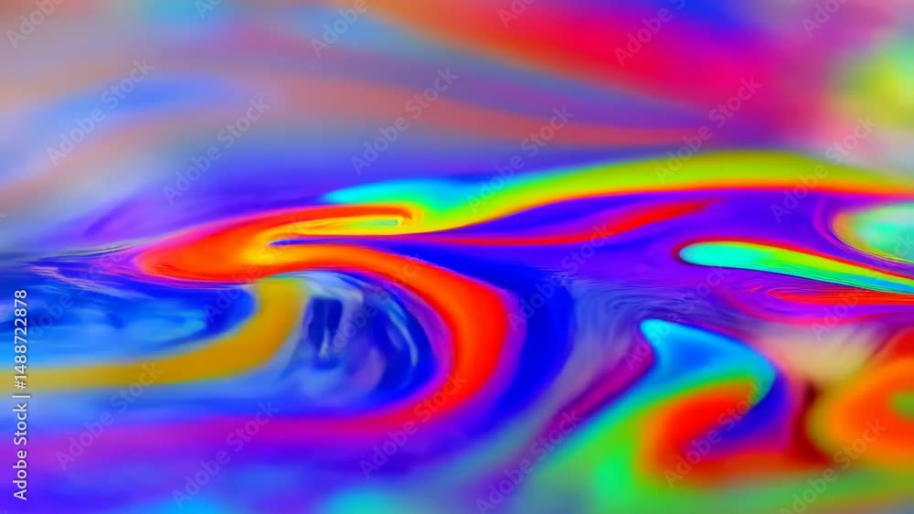 Poster dynamic vibrant fluid color swirls with an artistic, psychedelic feel creating a visually stimulatin