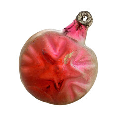 Vintage old Christmas toys on transparent background. Vintage two-color balloon with star.