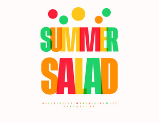 Vector Watercolor label Summer. Creative Colorful Food. Font. Artistic Transparent  Alphabet Letters and Numbers