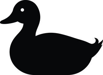 Minimalist Black Silhouette of Duck with Simple Shape Digital Art

