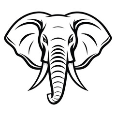 Fototapeta premium Majestic elephant head black and white illustration
