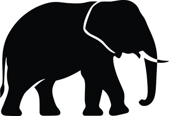 Minimalist Black and White Elephant Vector Illustration with Simple Geometric Shapes

