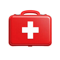 Fototapeta premium Red first aid kit medical emergency equipment on a black background