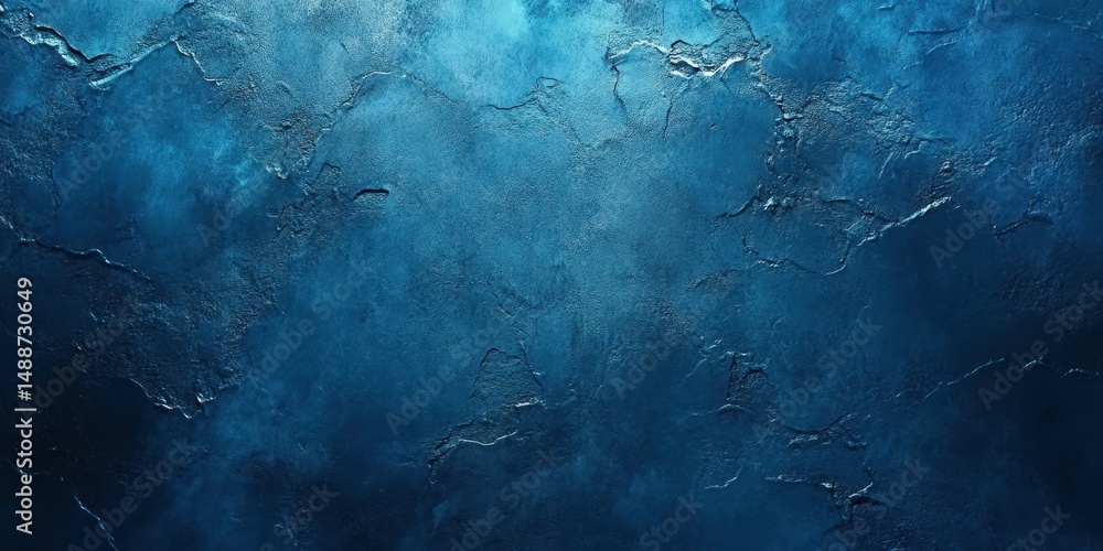 Poster textured blue wall surface with intricate patterns creating a dramatic and modern atmosphere
