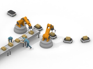 ロボットとコンベヤーベルトによる製造ラインの自動化：効率的な梱包・搬送システムが産業の未来を拓く