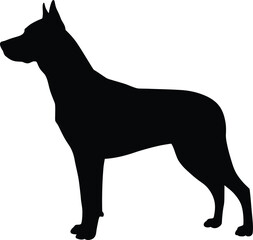 Crisp Black Silhouette of Dog with Detailed Anatomy in Minimalist High Contrast Style

