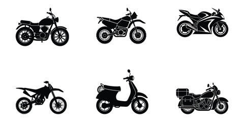 Naklejka premium vector silhouettes of motorbike bundle 