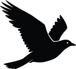 Obraz premium Highly Detailed Black and White Flying Bird Silhouette with Intricate Feather Details and Cinematic Lighting