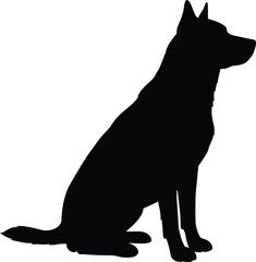 Minimal Abstract Dog Silhouette in Simple Black and White Line Art Style

