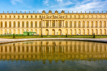 Versailles palace and gardens in spring outside Paris, France