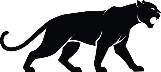 Hyperrealistic Black Panther Stalking Silhouette Detailed 3D Render Digital Art

