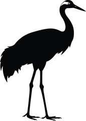 Crane Silhouette Minimalist Vector Illustration High Contrast Monochrome Detailed Digital Art

