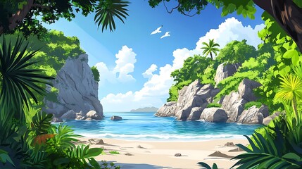 Tropical beach cove scenic view
