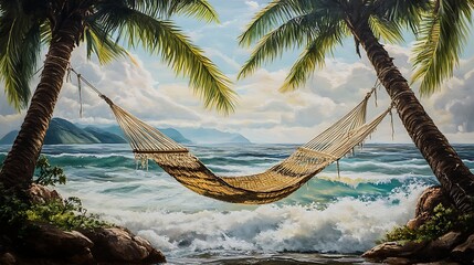 Tropical beach hammock scene