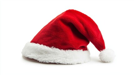 Classic red santa hat festive christmas holiday season accessory fun gift soft cute white plush style