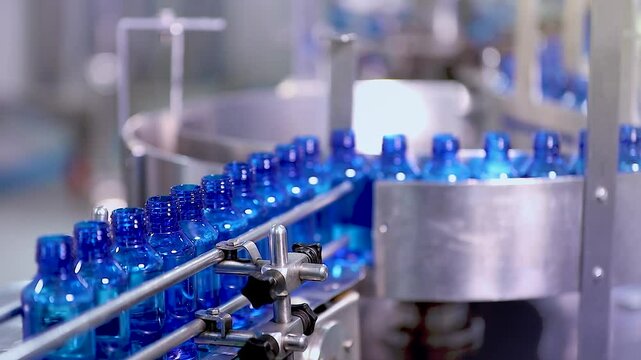 Pharmaceutical manufacturing line for liquid medicine production, automatic bottle filling machine for syrup, sanitizer, or gel in plastic bottles at sterile industrial packaging facility