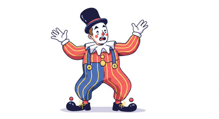 Male Clown Performing Comedy in Cute Costume Cartoon Vector Illustration