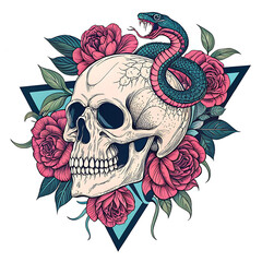  &ldquo;Floral Requiem&rdquo;
A haunting tribute to mortality and rebirth, this design fuses decayed remains with vibrant blossoms, suggesting life and death exist in perpetual harmony.