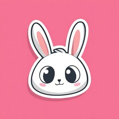 Obraz premium Kawaii Bunny Face with Big Eyes and Long Ears