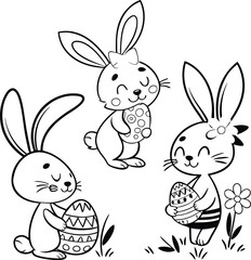 Fototapeta premium easter bunny with eggs