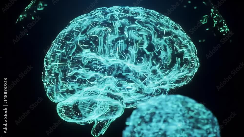 Poster holographic brain scan: neural network visualization