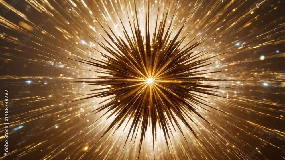 Aufkleber bright golden explosion with rays radiating in all directions, creating a stunning visual effect res