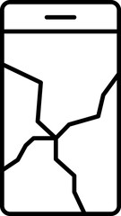Broken Smartphone Outline Icon for Graphic and Web Design, Apps, Adverts, Various Cards