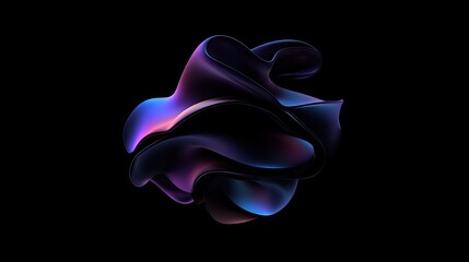 Abstract swirling shape with vibrant color gradients.