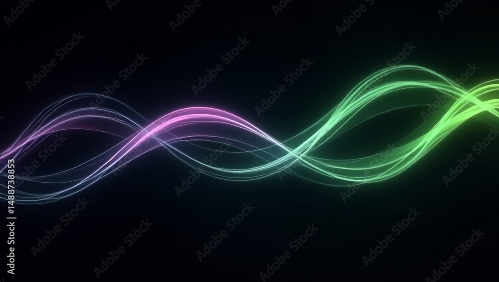 Aufkleber Vibrant Light Waves Create a Mesmerizing Digital Art Display in a Dark Background Showcasing Dynamic Movement and Colorful Patterns