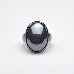 smooth hematite gemstone ring