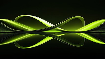 Fototapeta premium Abstract design of luminous, flowing lines reflected on a dark surface.