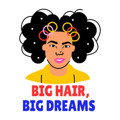 A flat style sticker of girl showing ringlet curls