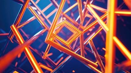 Abstract design of glowing metallic structures.