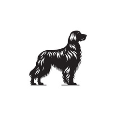 Elegant Irish Setter dog silhouette illustration featuring the graceful stance and flowing coat of this beloved sporting breed, ideal for pet-themed vector art and design projects.
