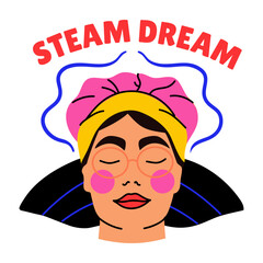 A flat style sticker of hair steam 